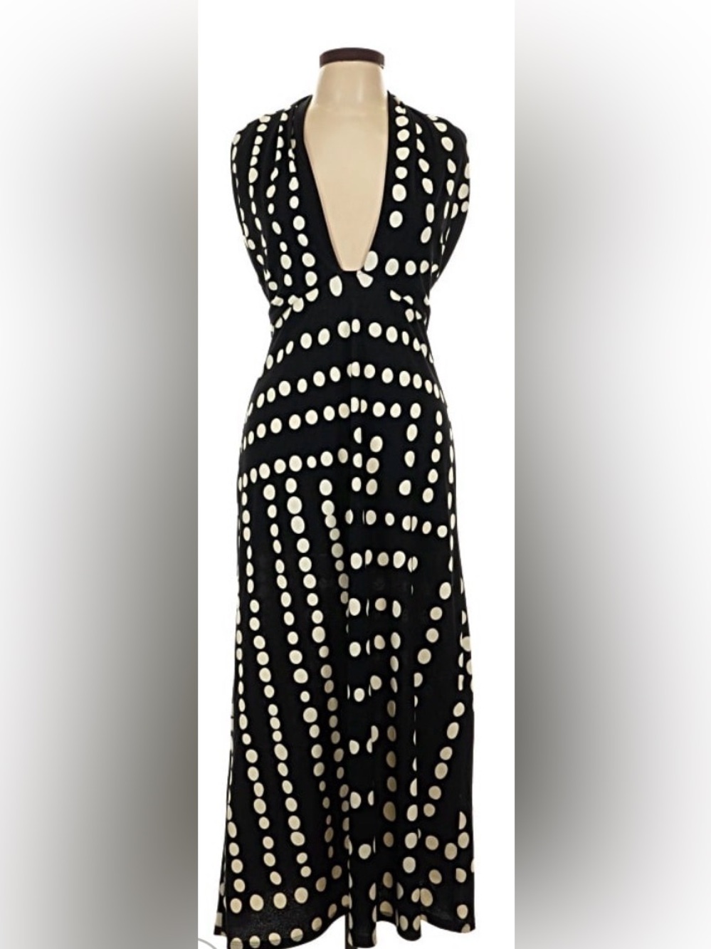 Johanna Ortiz black and White Polka Dot V-Neck Maxi Dress new $1295.00 worn 1x